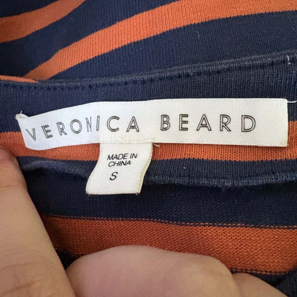 Veronica Beard Navy and Orange Striped Charter Combo Shirt Dress Size S - Picture 8 of 9
